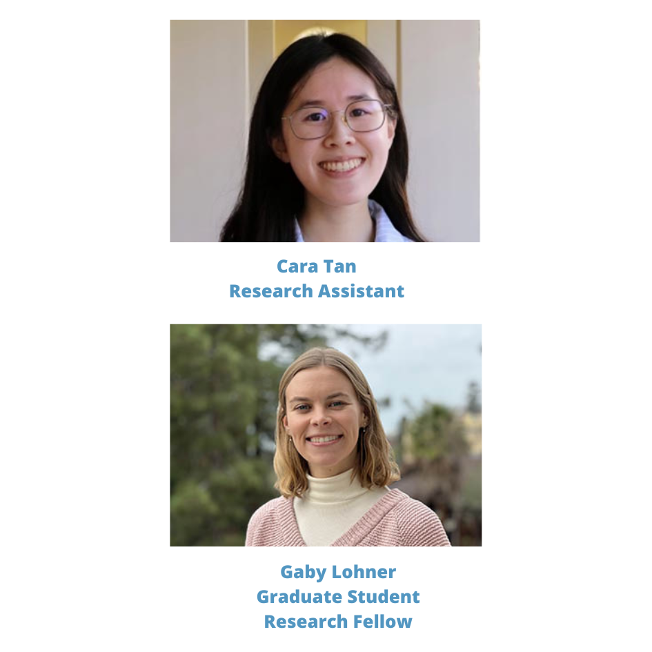 Headshots of Cara Tan and Gaby Lohner, new employees at the California Policy Lab