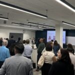 Crowd listening to Prof. Till von Wachter