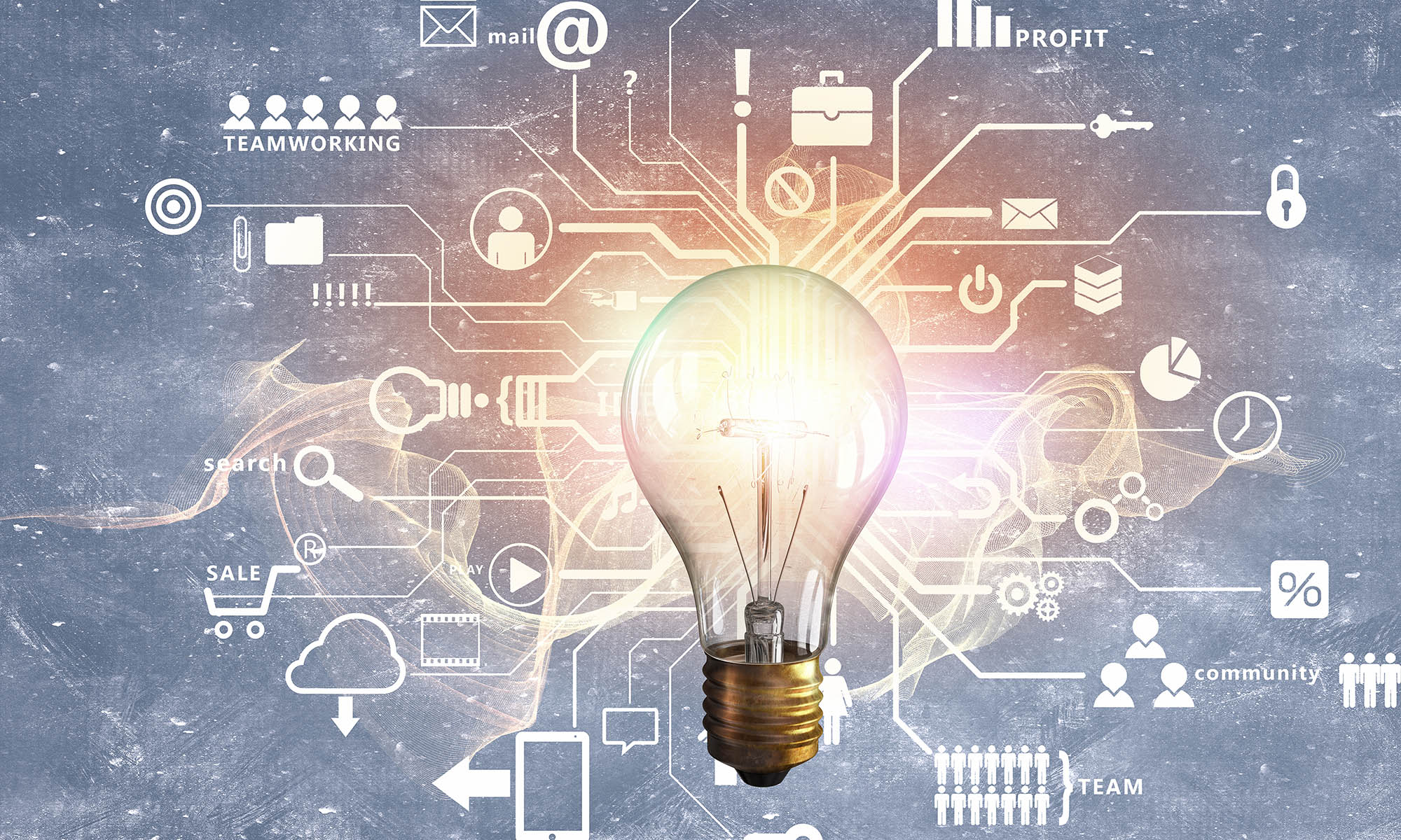 Illustration shows a glowing glass bulb