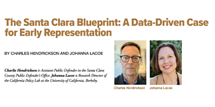 Screen shot of Johanna Lacoe and Charlie Hendrickson, next to title of article: The Santa Clara Blueprint: A Data-Driven Case for Early Representation