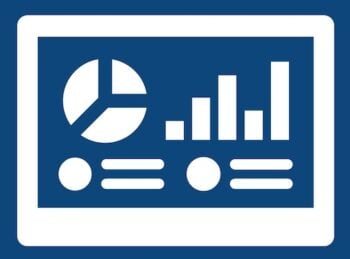 Illustration of a dashboard, idea, with a pie chart and bar chart