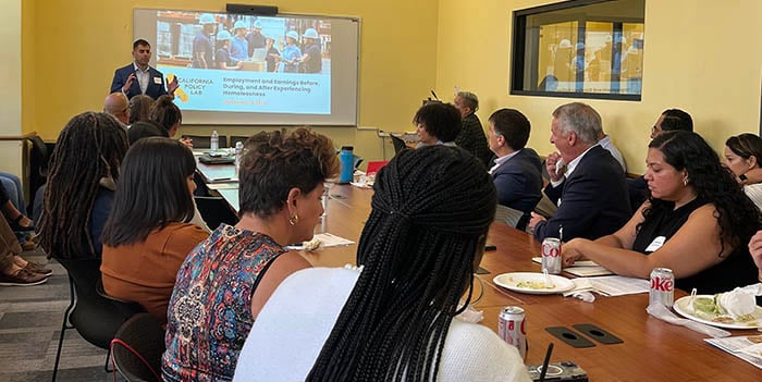 Photograph of an event at Chrysalis focused on employment trends in Los Angeles.