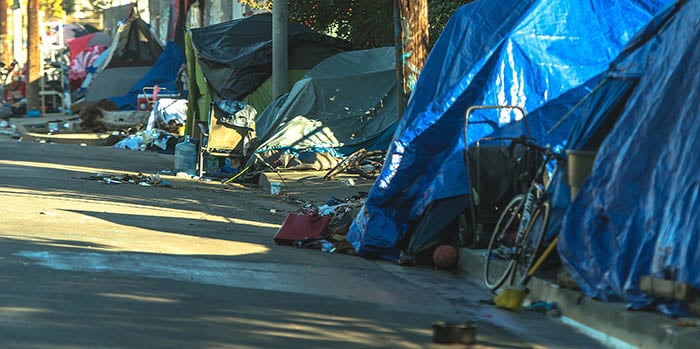 photo of a tent encampment in California